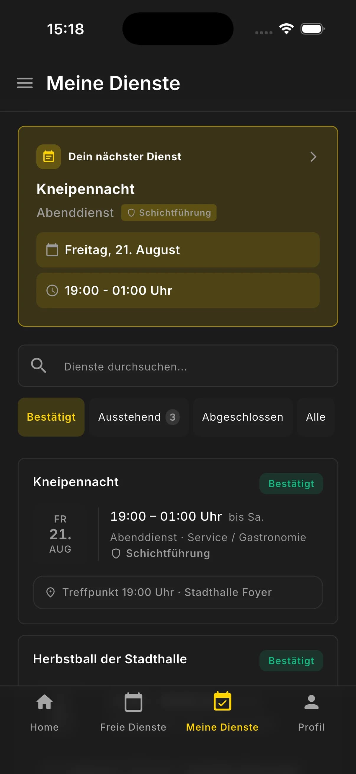 RESCURA App – Meine Dienste