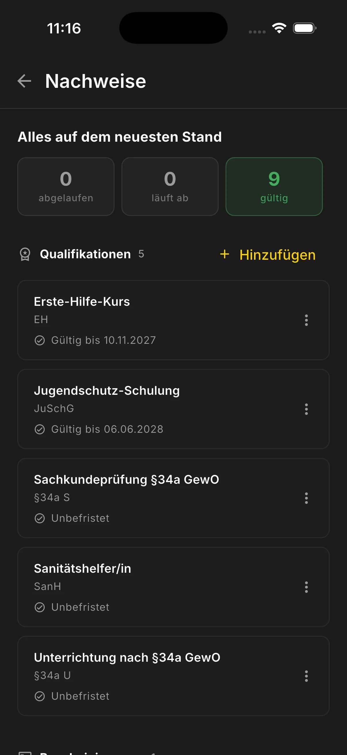 RESCURA App – Qualifikationen
