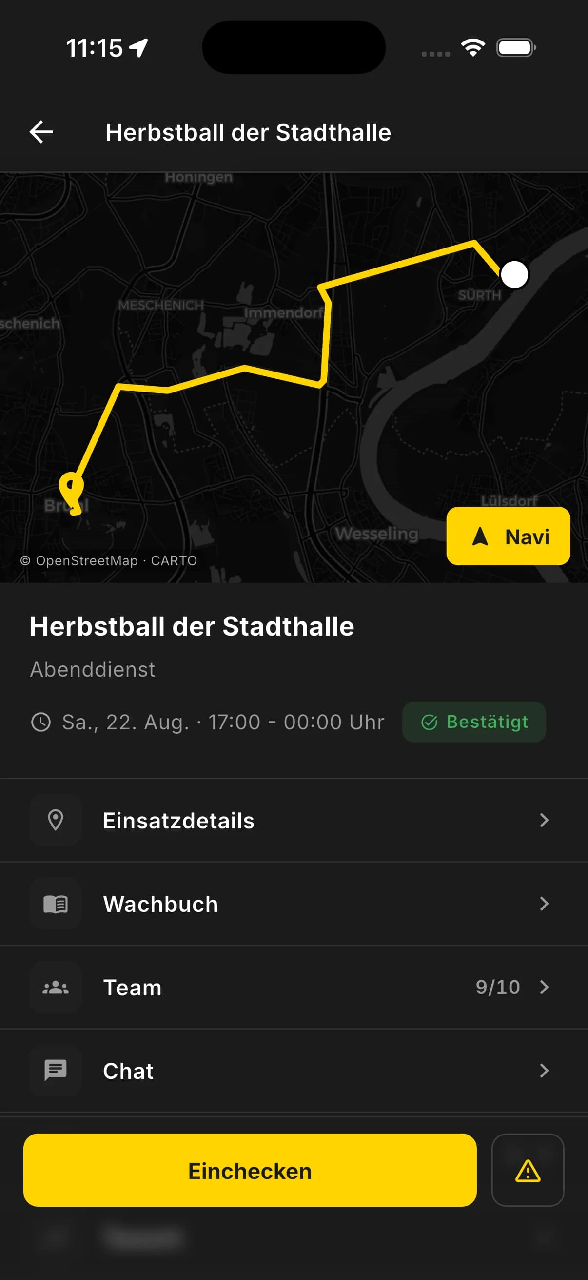 RESCURA App – Schicht & Check-in
