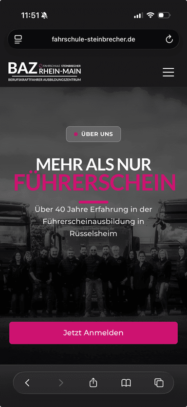 BAZ Steinbrecher Website Mobile Ansicht